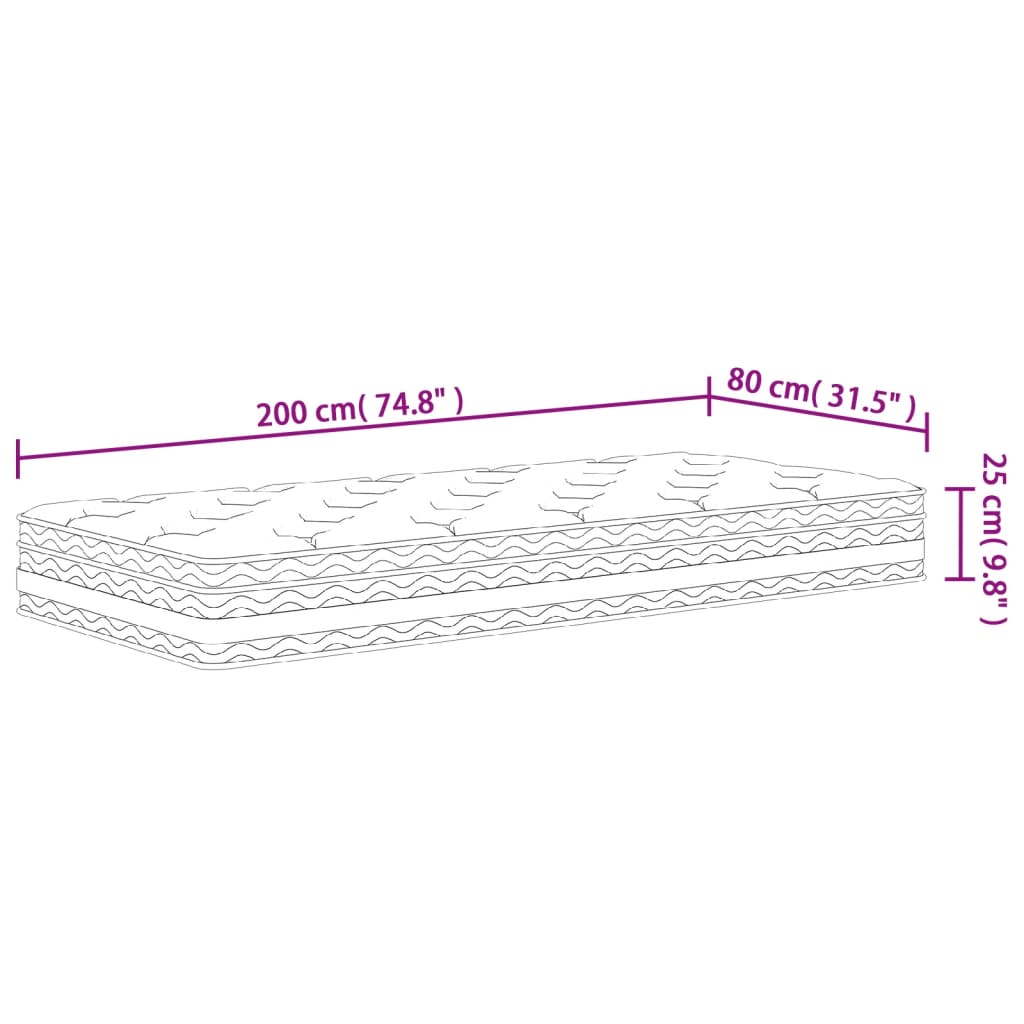 vidaXL Materac kieszeniowy, średnia twardość, 80x200 cm