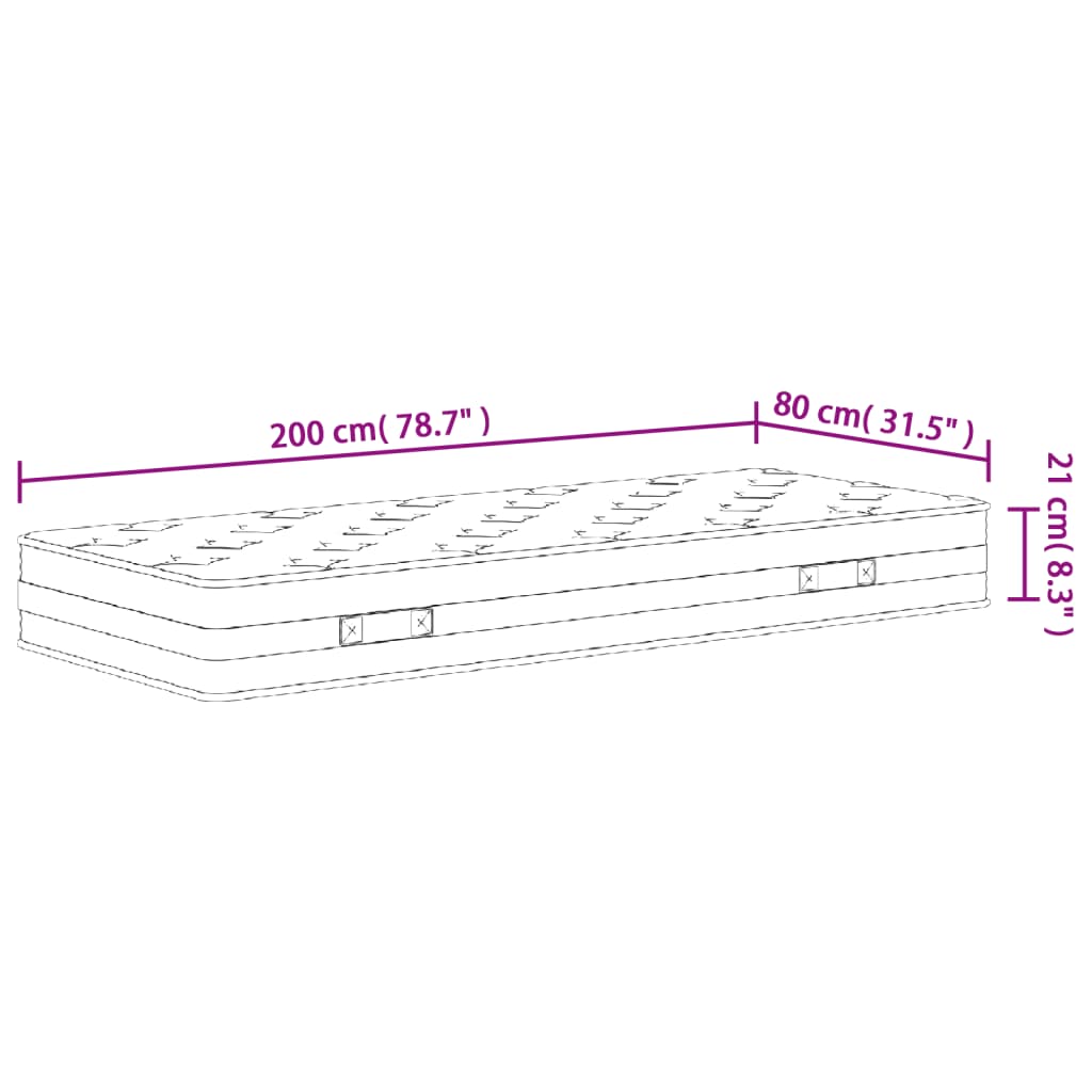 vidaXL Materac bonellowy, średnia twardość, 80x200 cm