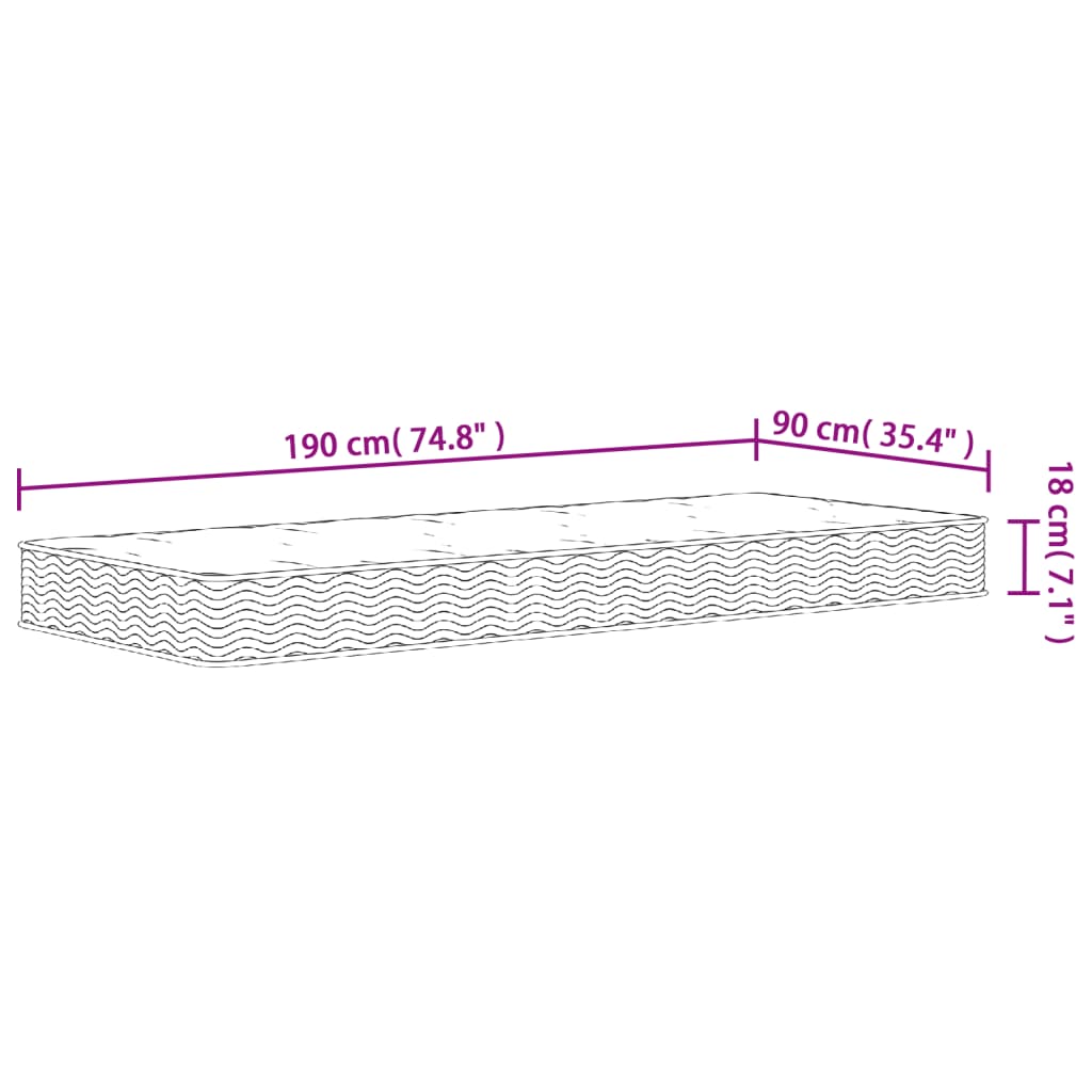 vidaXL Materac bonellowy, twardość średnia, 90x190 cm