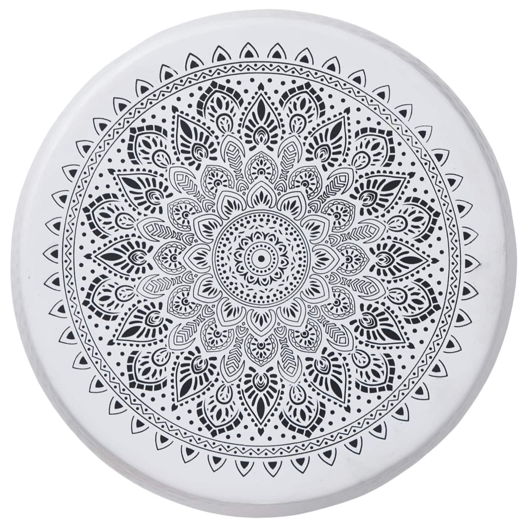 vidaXL Okrąły stół kawowy młotkowany Biały Ø 55 x 55 cm Aluminium
