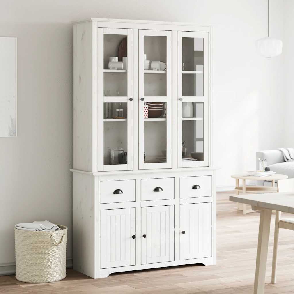 vidaXL Kredens BODO, biały, 115,5x43x200,5 cm, lite drewno sosnowe