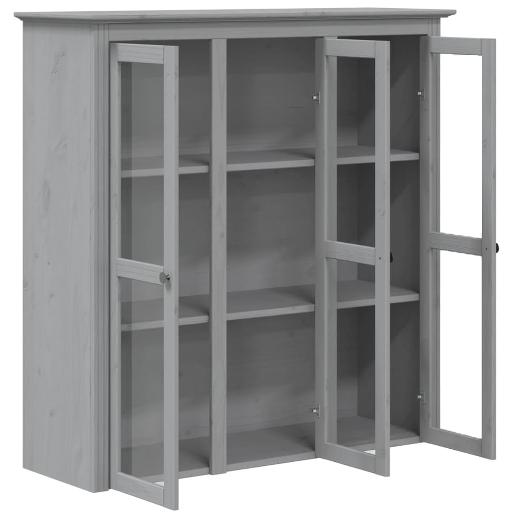 vidaXL Kredens BODO, szary, 115,5x43x200,5 cm, lite drewno sosnowe