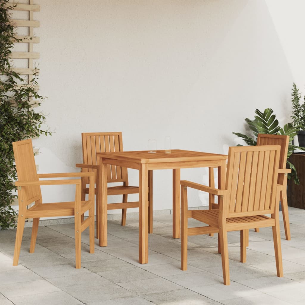 vidaXL Sztaplowane krzesła ogrodowe, 4 szt., 56,5x57,5x91 cm, tekowe