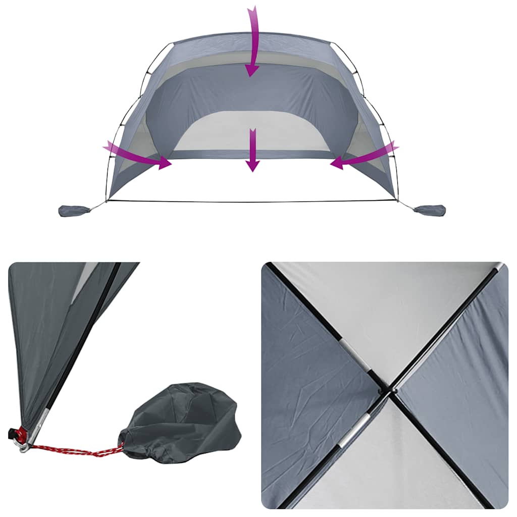 vidaXL Namiot plażowy, szary, 274x178x170/148 cm, poliester 185T