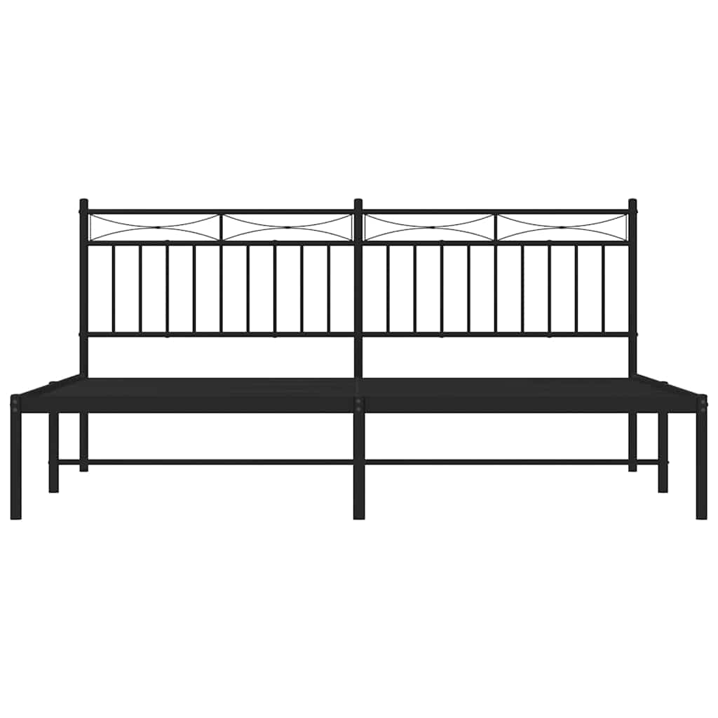 vidaXL Metalowa rama łóżka z wezgłowiem, czarna, 183x213 cm