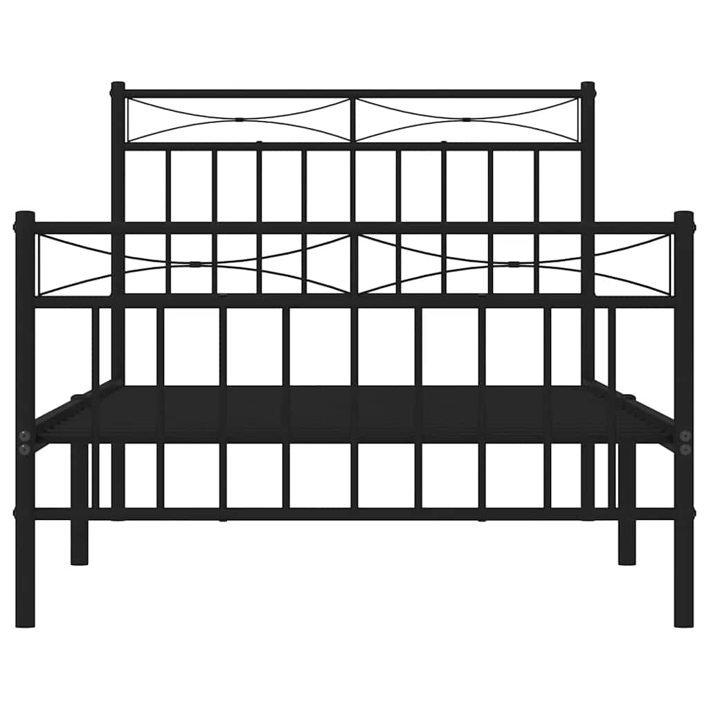 vidaXL Metalowa rama łóżka z wezgłowiem i zanóżkiem, czarna, 100x190cm