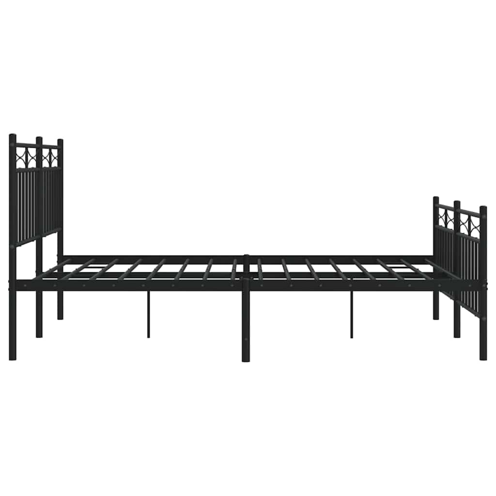 vidaXL Metalowa rama łóżka z wezgłowiem i zanóżkiem, czarna, 135x190cm