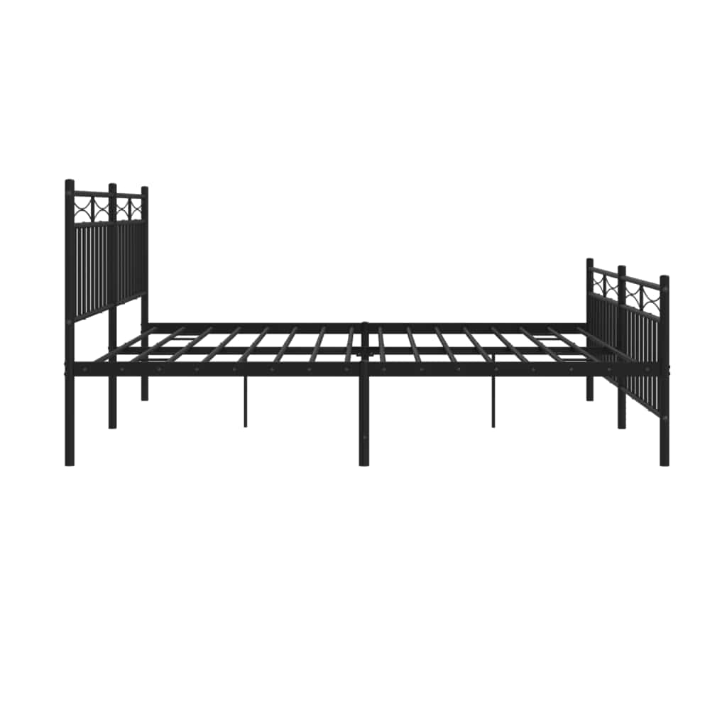vidaXL Metalowa rama łóżka z wezgłowiem i zanóżkiem, czarna, 183x213cm