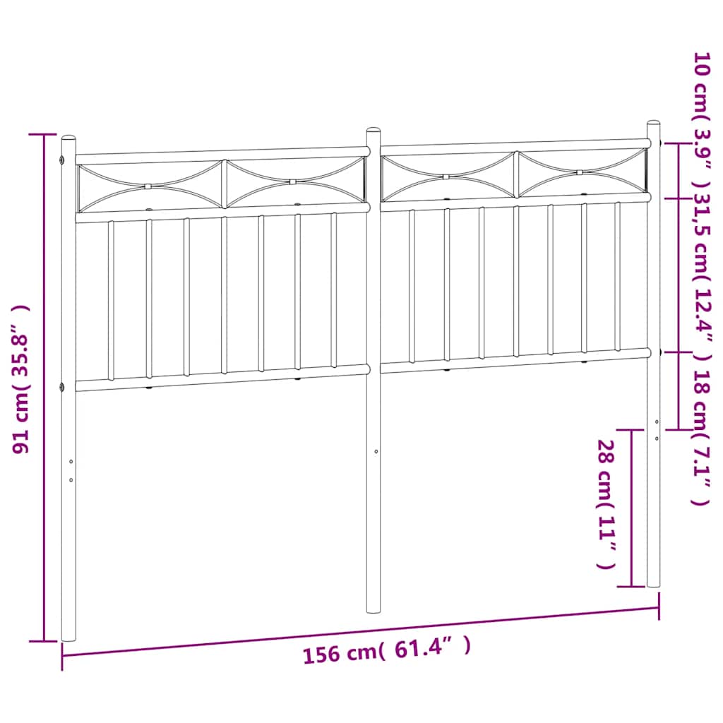 vidaXL Metalowe wymienne wezgłowie, czarne, 150 cm