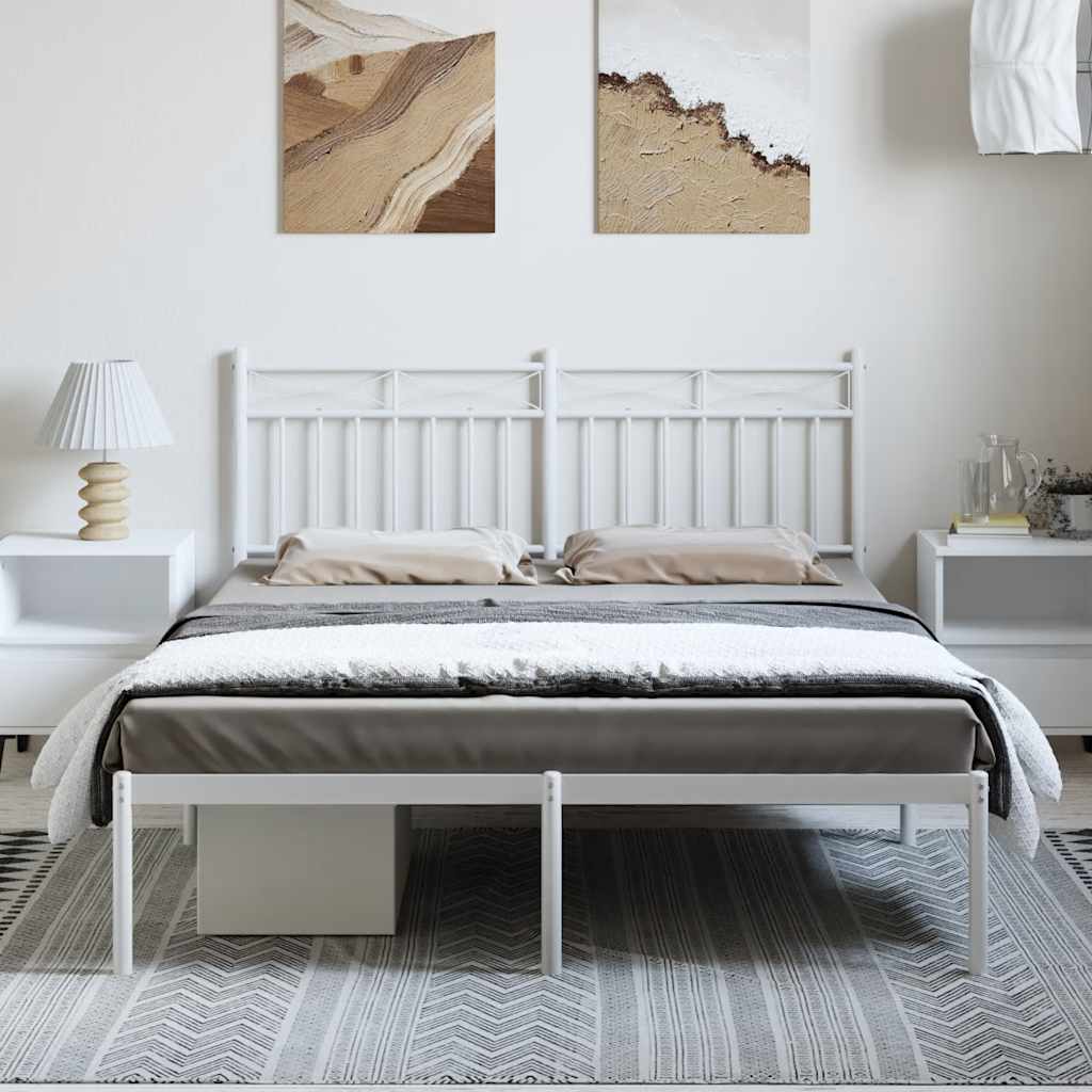 vidaXL Metalowa rama łóżka z wezgłowiem, biała, 150x200 cm