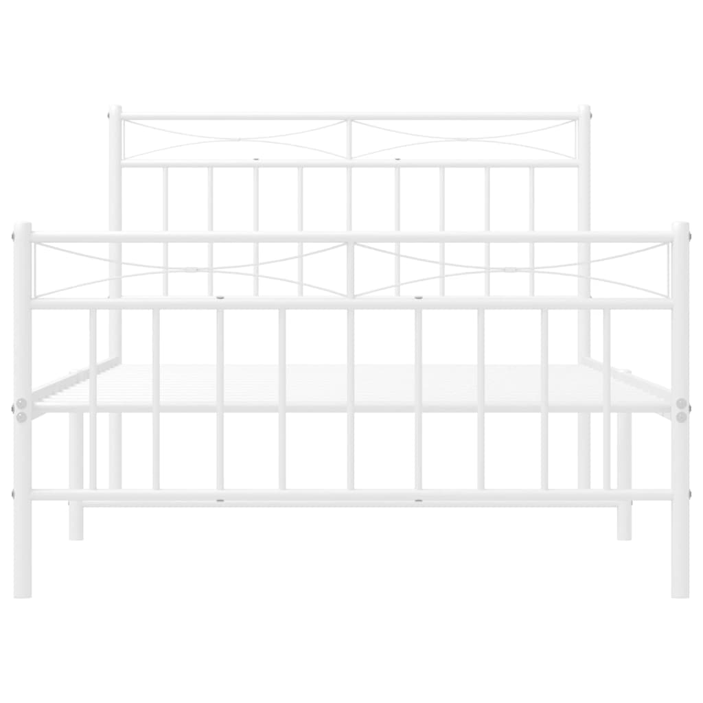 vidaXL Metalowa rama łóżka z wezgłowiem i zanóżkiem, biała, 100x200 cm