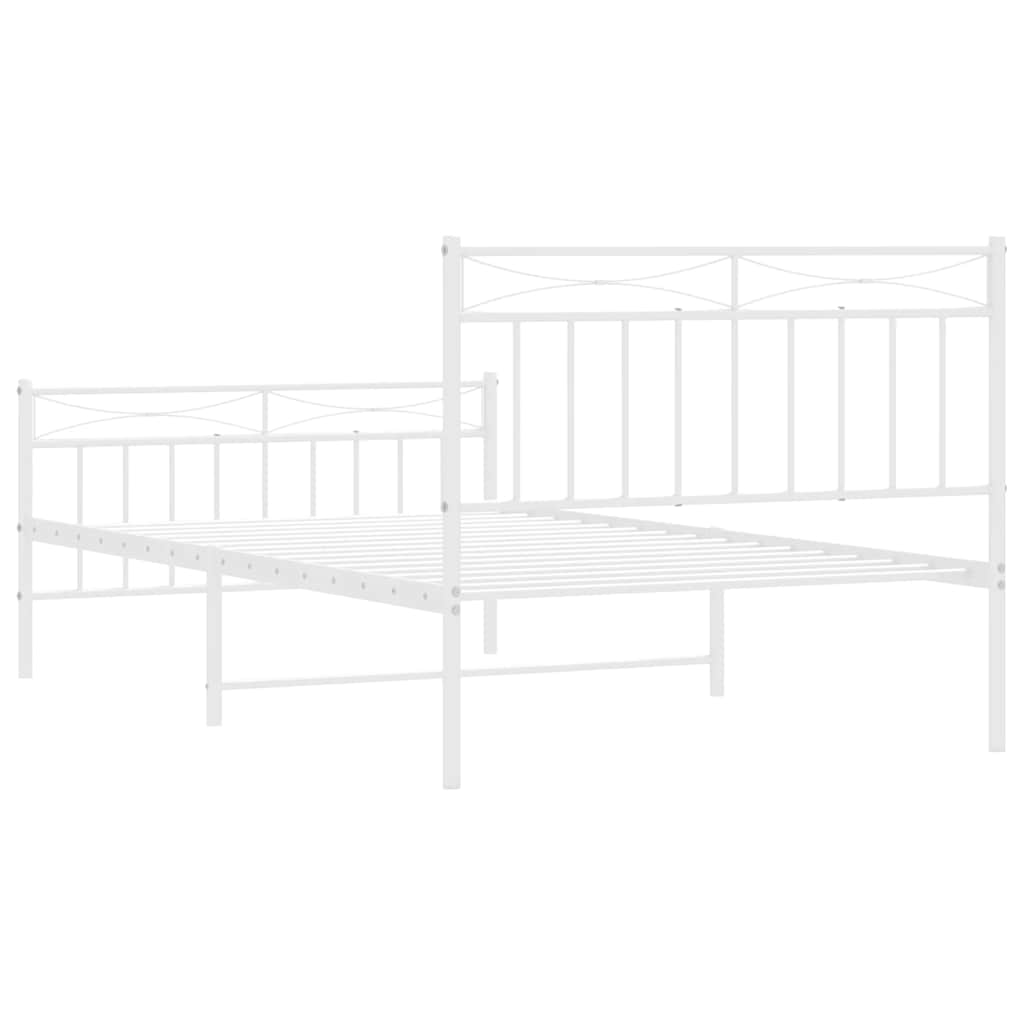 vidaXL Metalowa rama łóżka z wezgłowiem i zanóżkiem, biała, 100x200 cm