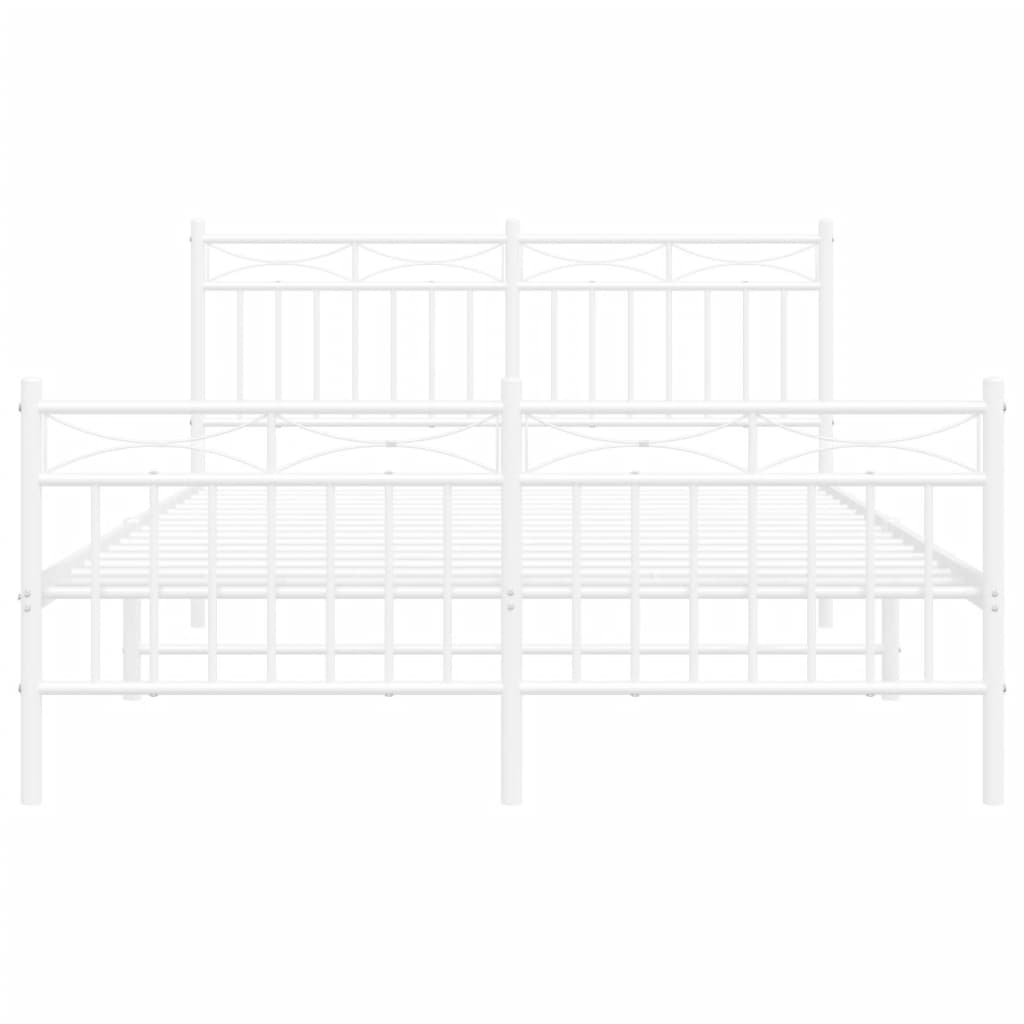 vidaXL Metalowa rama łóżka z wezgłowiem i zanóżkiem, biała, 140x190 cm