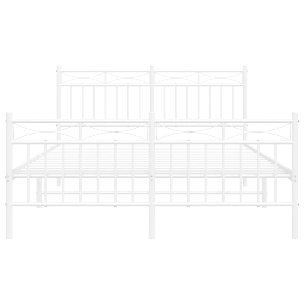 vidaXL Metalowa rama łóżka z wezgłowiem i zanóżkiem, biała, 140x200 cm