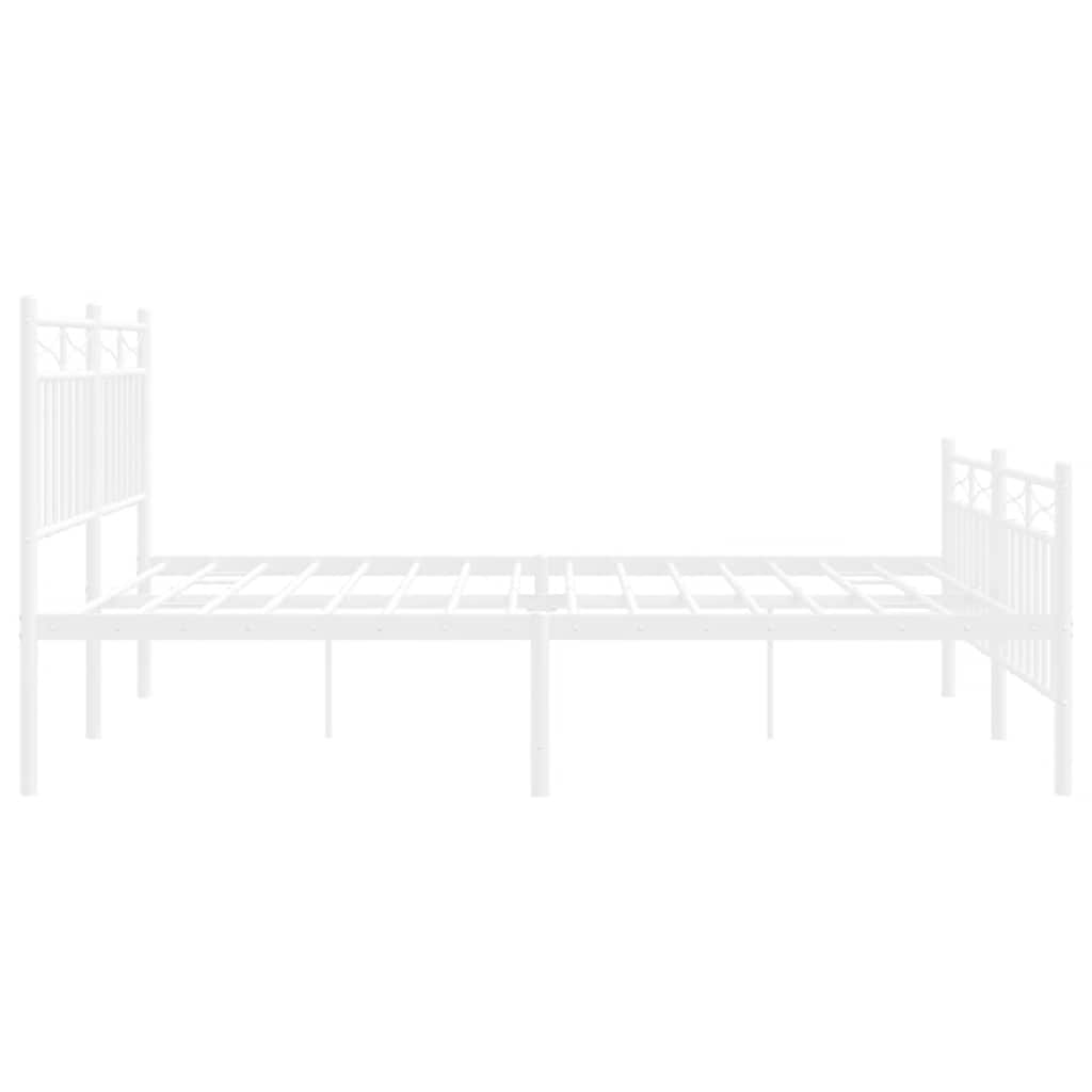 vidaXL Metalowa rama łóżka z wezgłowiem i zanóżkiem, biała, 150x200 cm