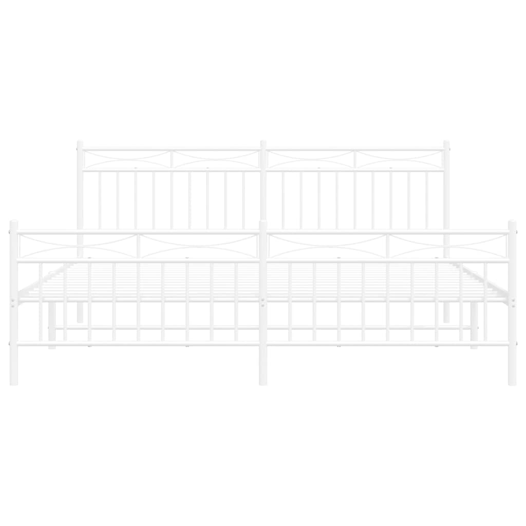 vidaXL Metalowa rama łóżka z wezgłowiem i zanóżkiem, biała, 183x213 cm