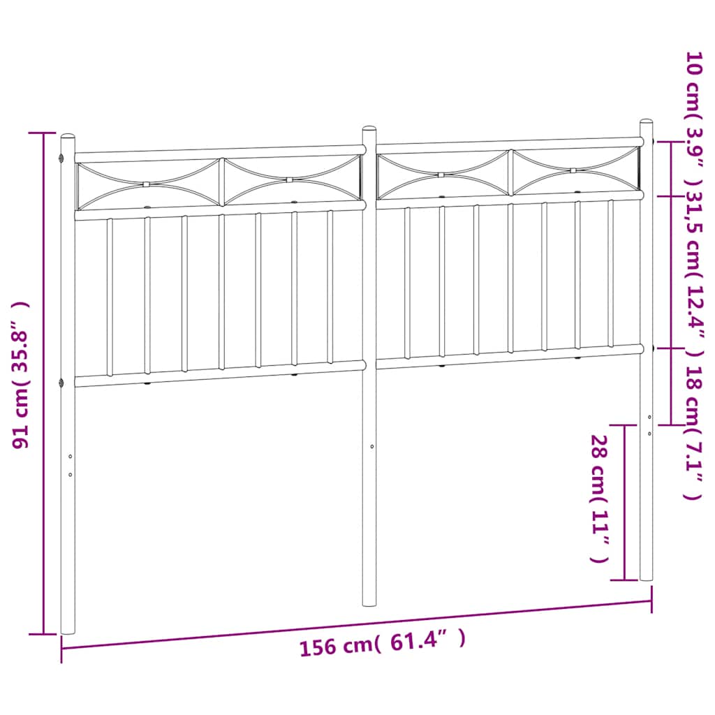 vidaXL Metalowe wymienne wezgłowie, białe, 150 cm