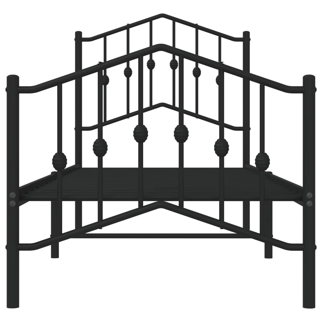 vidaXL Metalowa rama łóżka z wezgłowiem i zanóżkiem, czarna, 75x190 cm