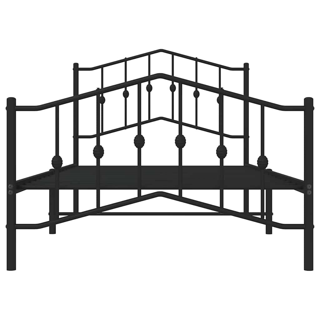 vidaXL Metalowa rama łóżka z wezgłowiem i zanóżkiem, czarna, 100x190cm