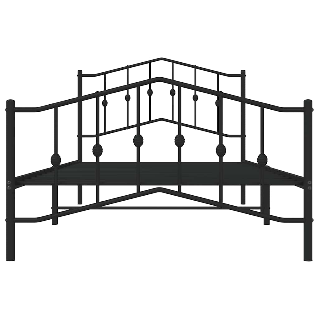 vidaXL Metalowa rama łóżka z wezgłowiem i zanóżkiem, czarna, 100x200cm