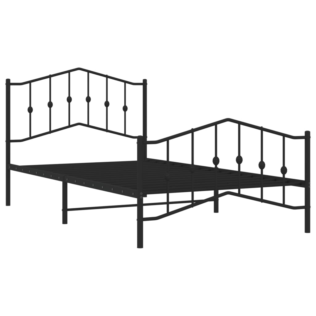 vidaXL Metalowa rama łóżka z wezgłowiem i zanóżkiem, czarna, 107x203cm