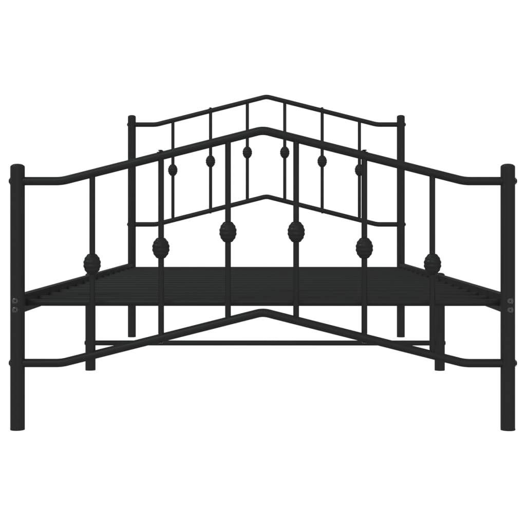 vidaXL Metalowa rama łóżka z wezgłowiem i zanóżkiem, czarna, 107x203cm