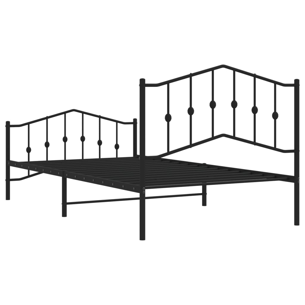 vidaXL Metalowa rama łóżka z wezgłowiem i zanóżkiem, czarna, 107x203cm