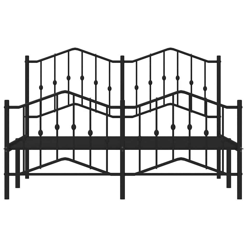 vidaXL Metalowa rama łóżka z wezgłowiem i zanóżkiem, czarna, 150x200cm