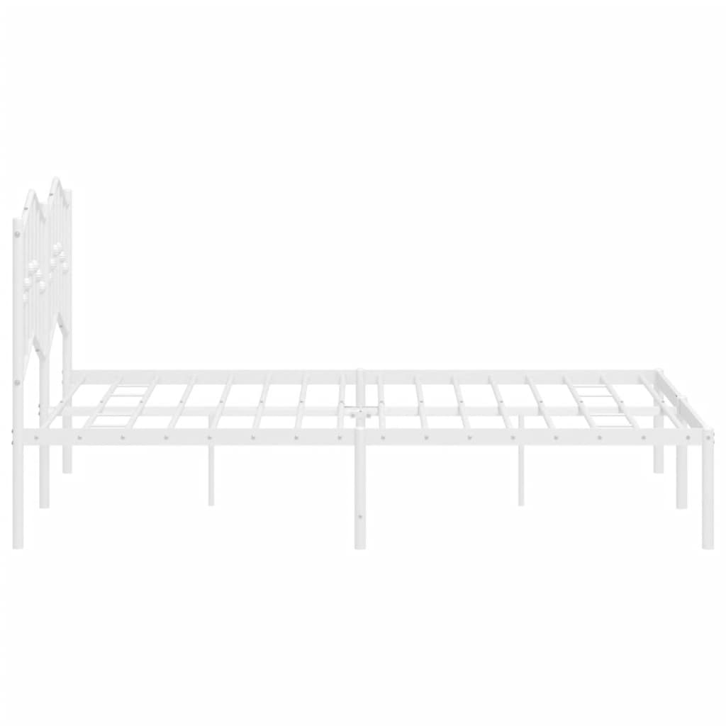 vidaXL Metalowa rama łóżka z wezgłowiem, biała, 140x190 cm