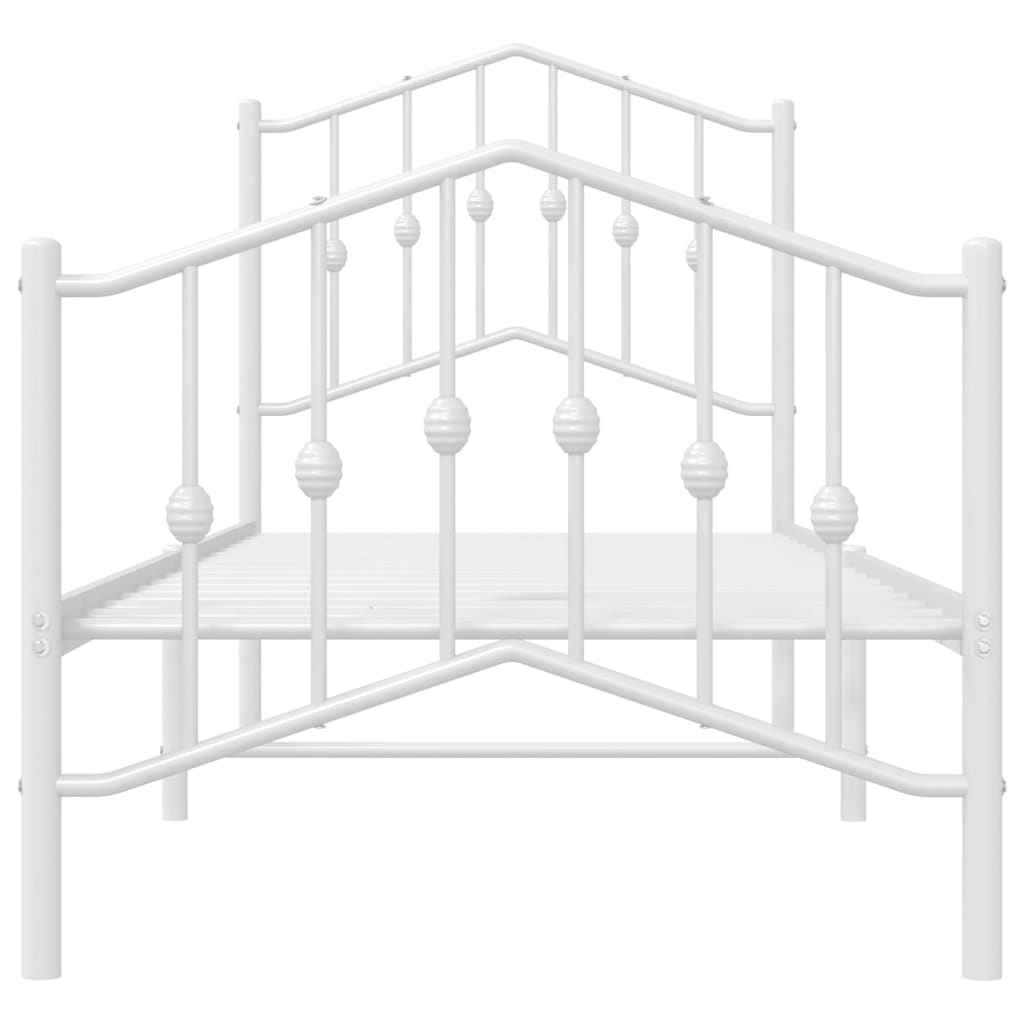 vidaXL Metalowa rama łóżka z wezgłowiem i zanóżkiem, biała, 75x190 cm