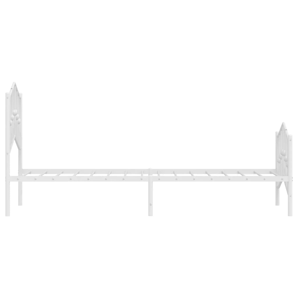 vidaXL Metalowa rama łóżka z wezgłowiem i zanóżkiem, biała, 75x190 cm