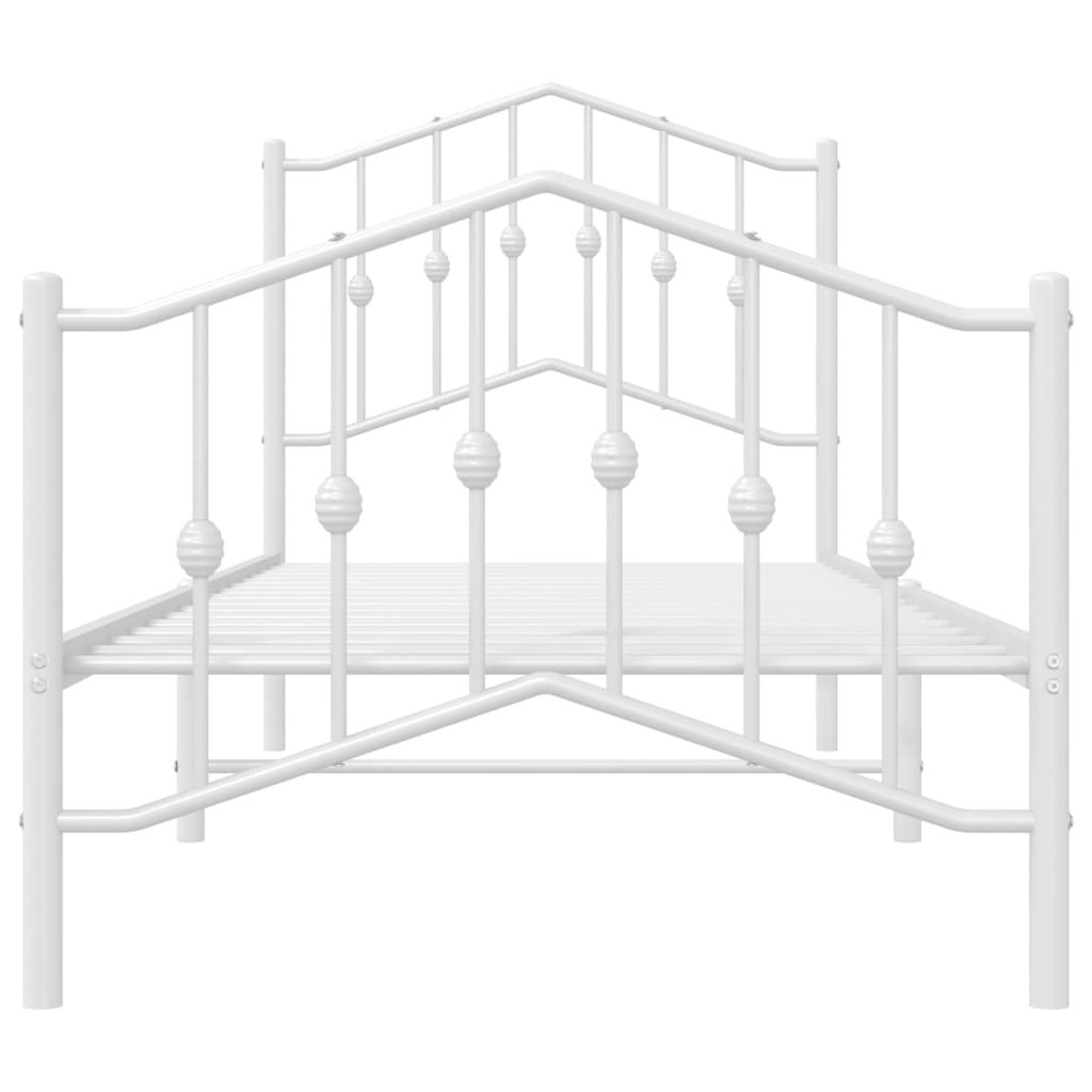 vidaXL Metalowa rama łóżka z wezgłowiem i zanóżkiem, biała, 80x200 cm