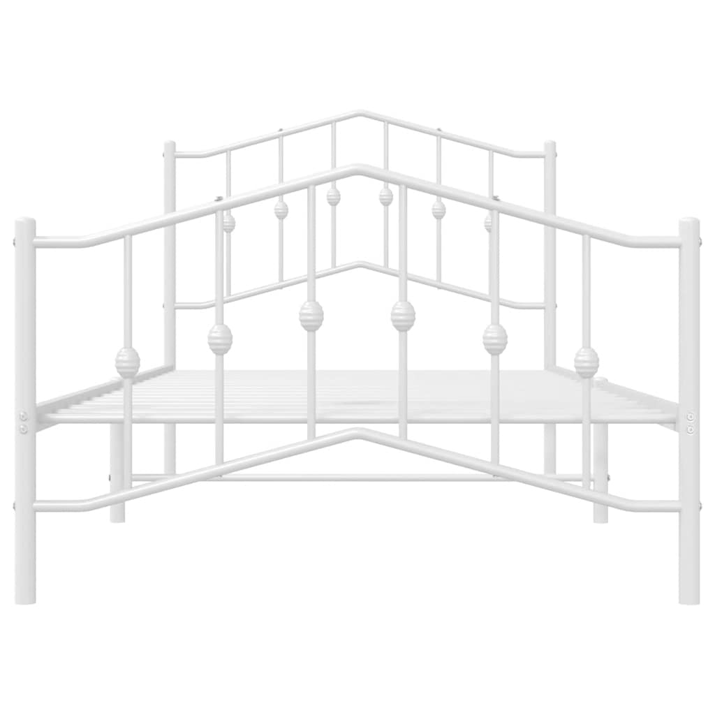 vidaXL Metalowa rama łóżka z wezgłowiem i zanóżkiem, biała, 100x190 cm