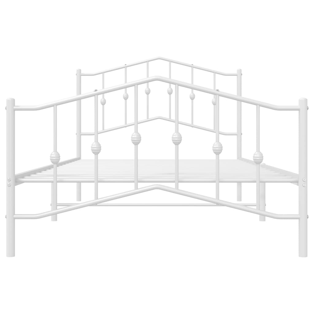 vidaXL Metalowa rama łóżka z wezgłowiem i zanóżkiem, biała, 100x200 cm