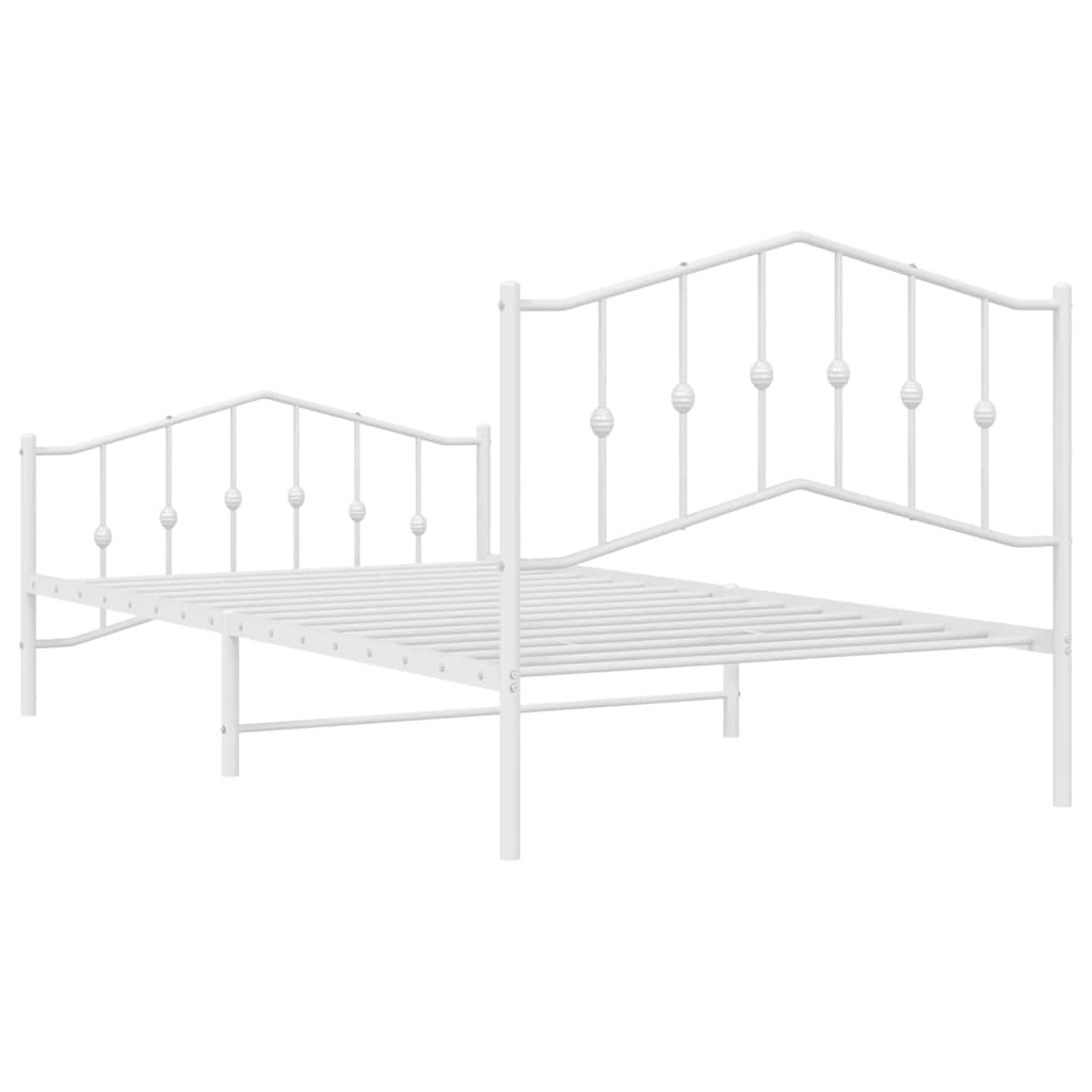 vidaXL Metalowa rama łóżka z wezgłowiem i zanóżkiem, biała, 100x200 cm