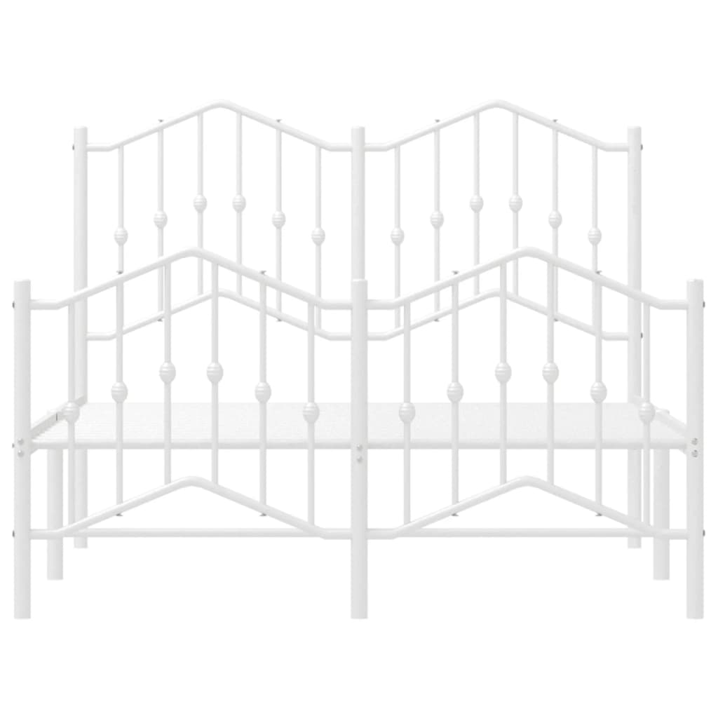 vidaXL Metalowa rama łóżka z wezgłowiem i zanóżkiem, biała, 120x190 cm