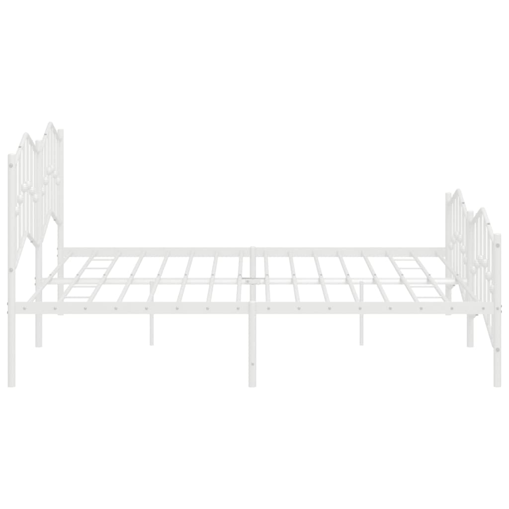 vidaXL Metalowa rama łóżka z wezgłowiem i zanóżkiem, biała, 200x200 cm