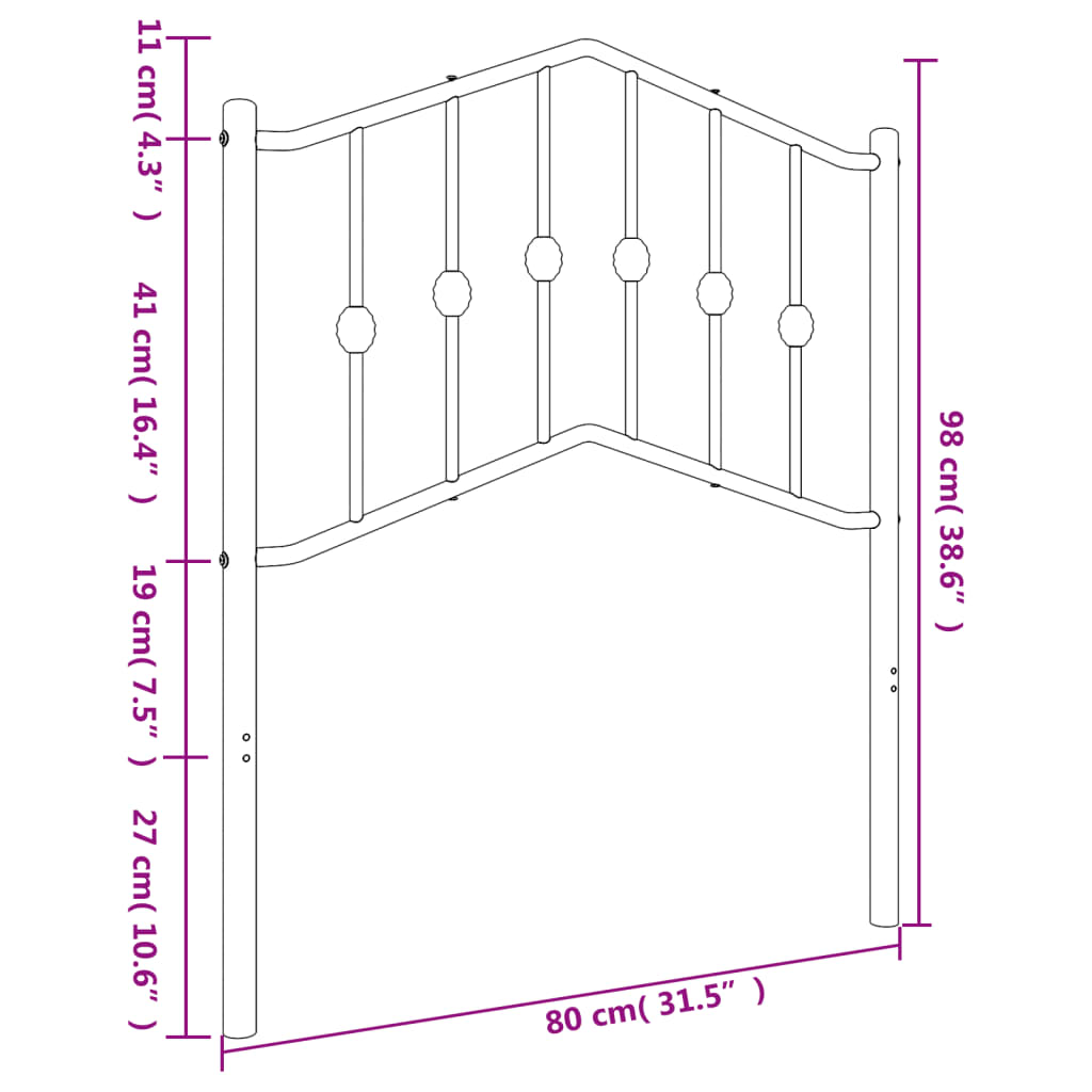 vidaXL Metalowe wymienne wezgłowie, białe, 75 cm