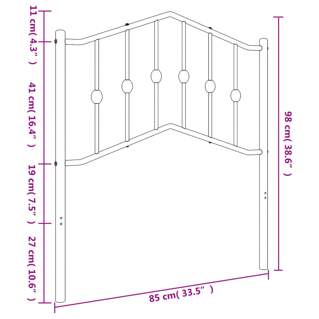 vidaXL Metalowe wymienne wezgłowie, białe, 80 cm