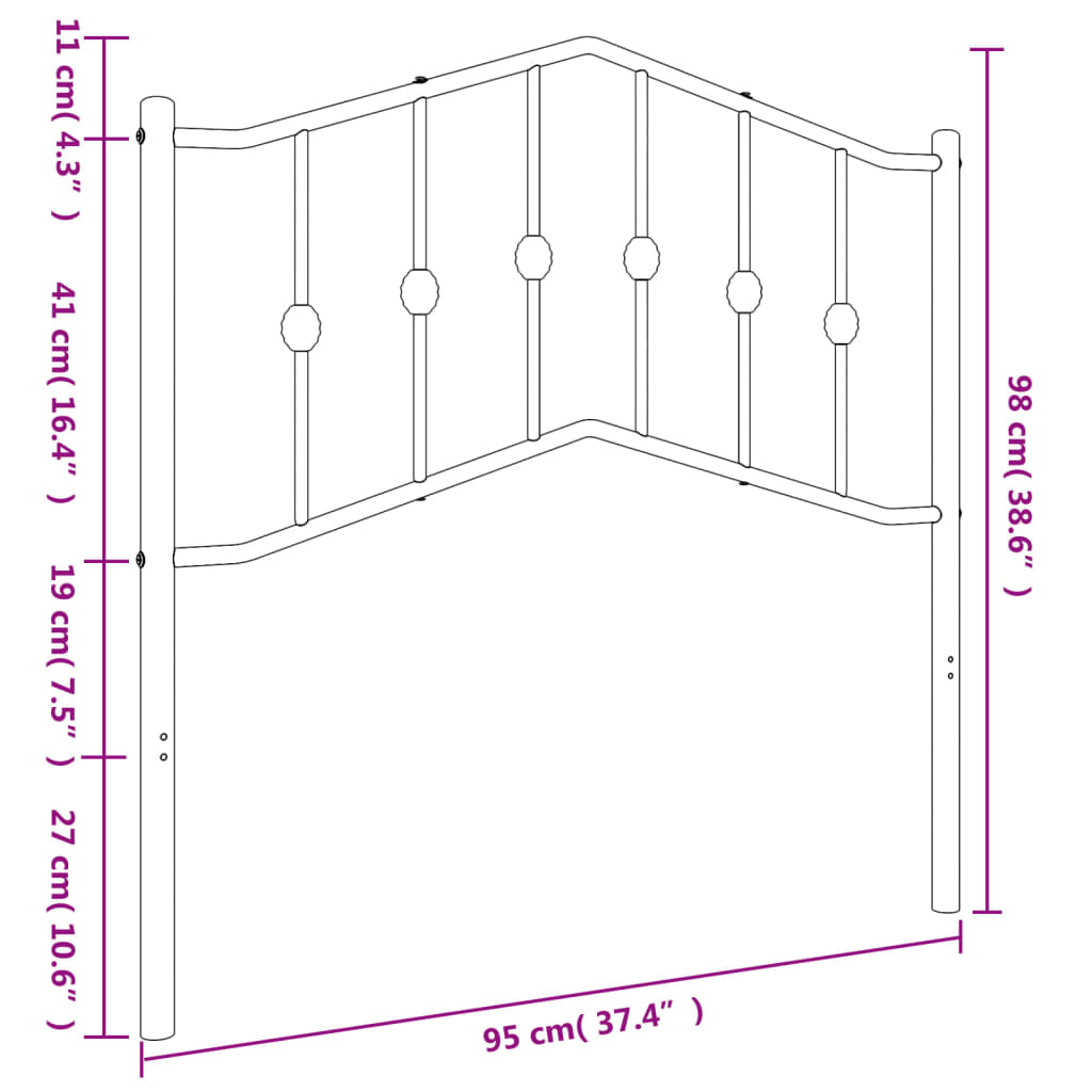 vidaXL Metalowe wymienne wezgłowie, białe, 90 cm