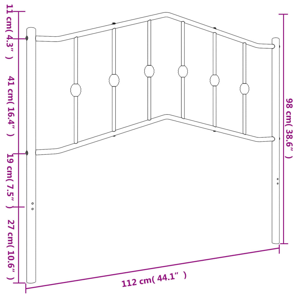 vidaXL Metalowe wymienne wezgłowie, białe, 107 cm