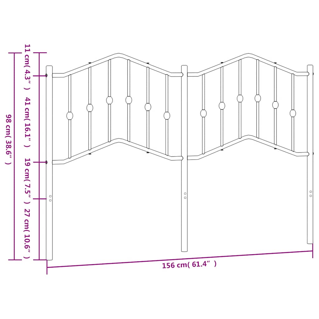 vidaXL Metalowe wymienne wezgłowie, białe, 150 cm