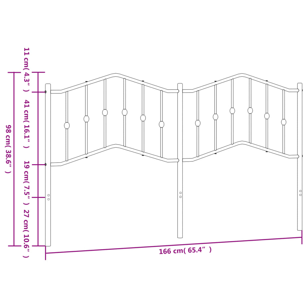 vidaXL Metalowe wymienne wezgłowie, białe, 160 cm