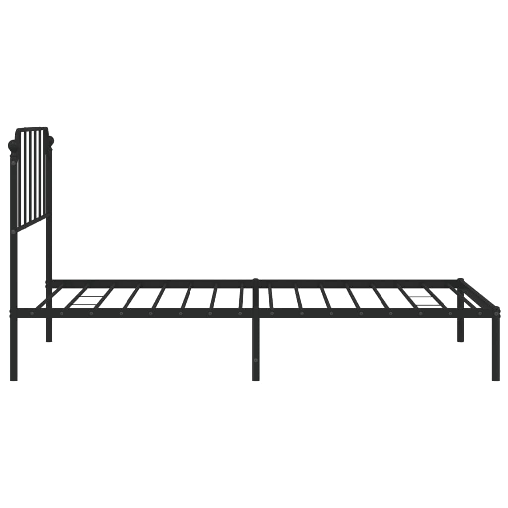 vidaXL Metalowa rama łóżka z wezgłowiem, czarna, 107x203 cm