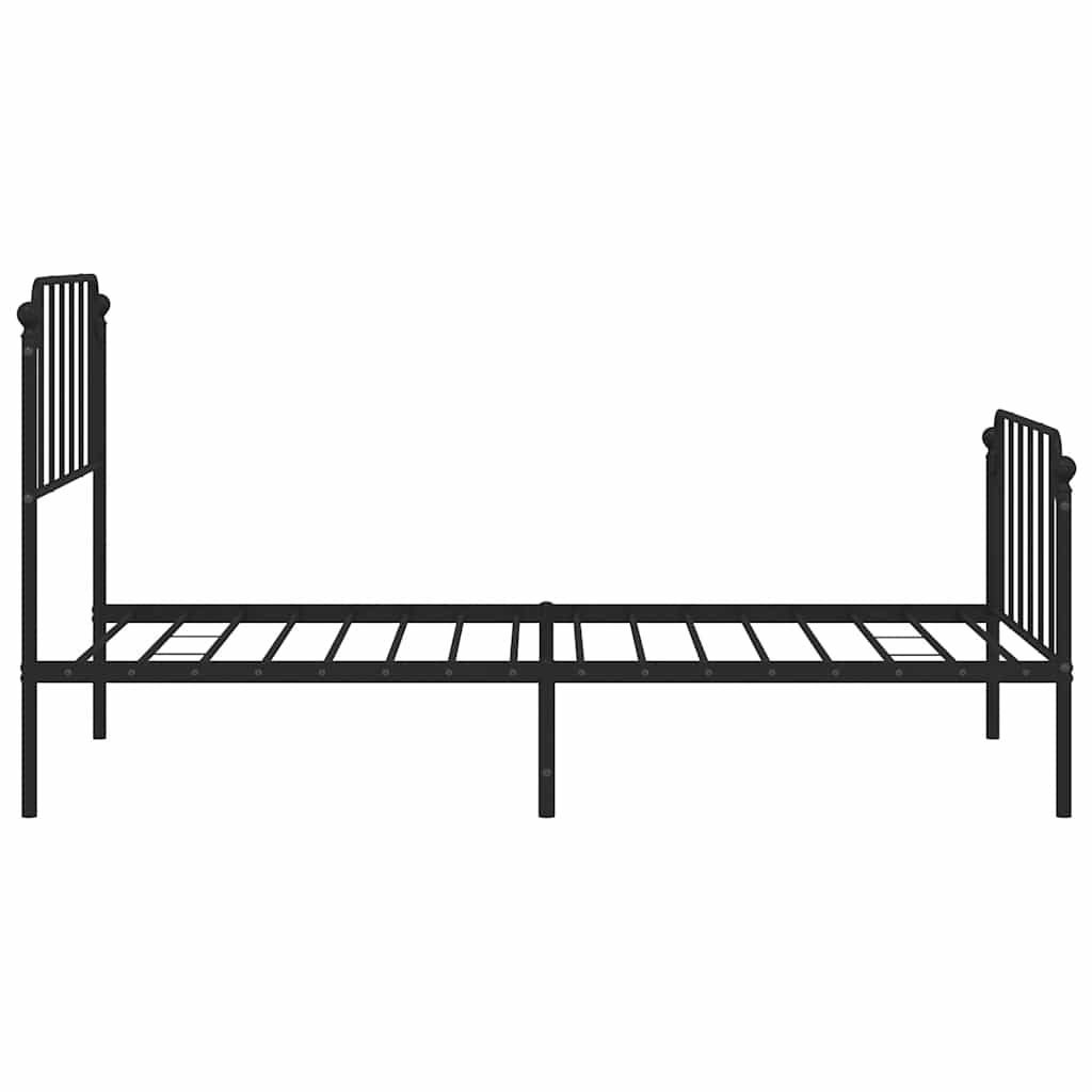 vidaXL Metalowa rama łóżka z wezgłowiem i zanóżkiem, czarna, 100x200cm