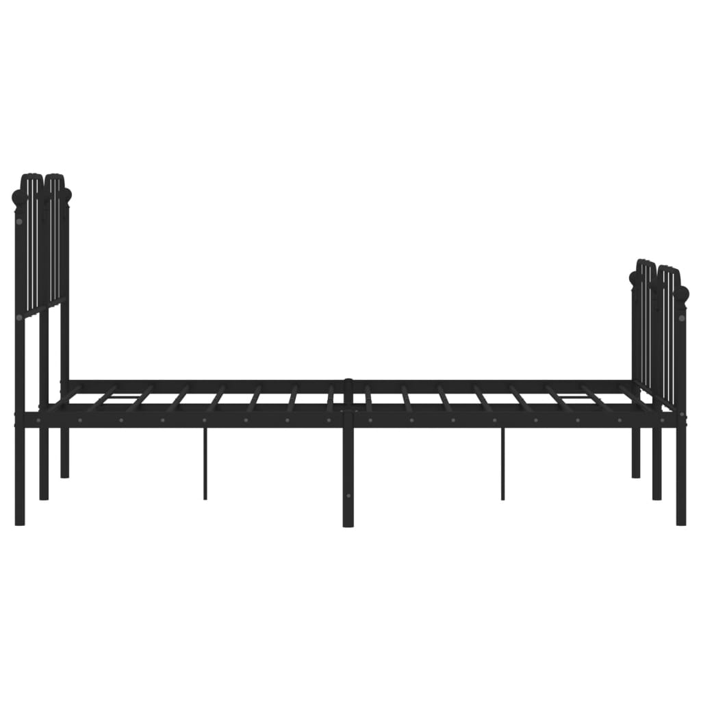 vidaXL Metalowa rama łóżka z wezgłowiem i zanóżkiem, czarna, 120x200cm