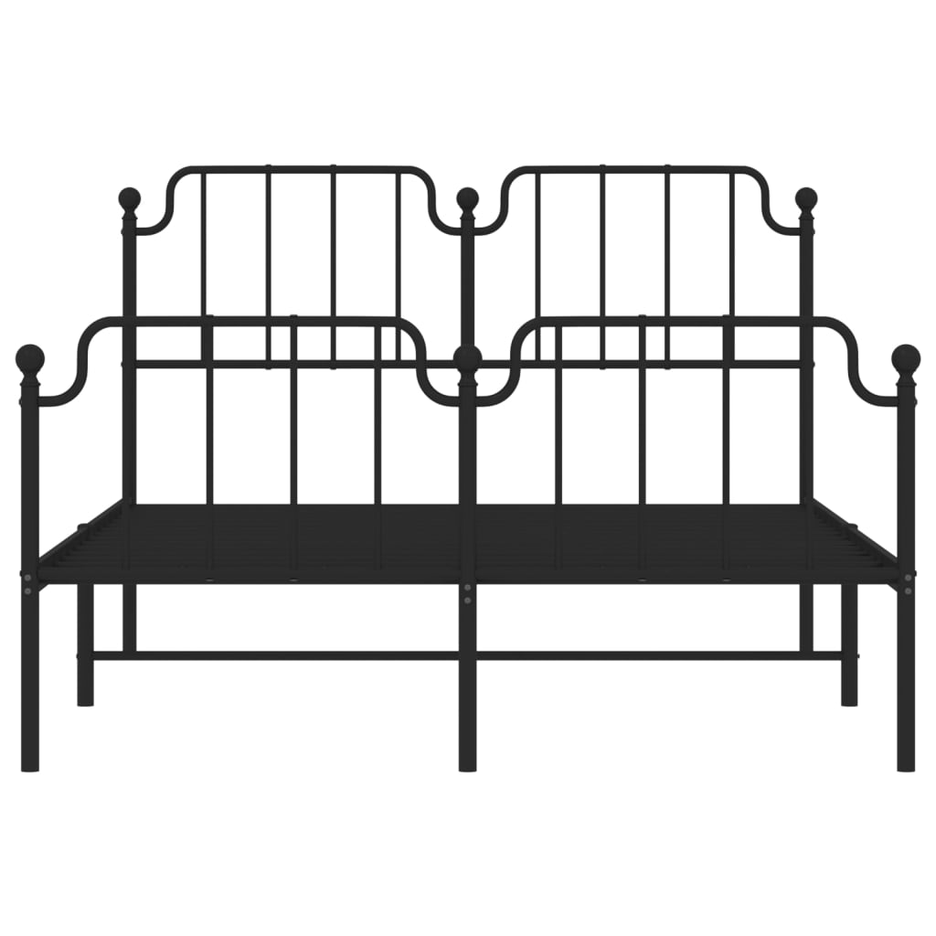 vidaXL Metalowa rama łóżka z wezgłowiem i zanóżkiem, czarna, 140x190cm