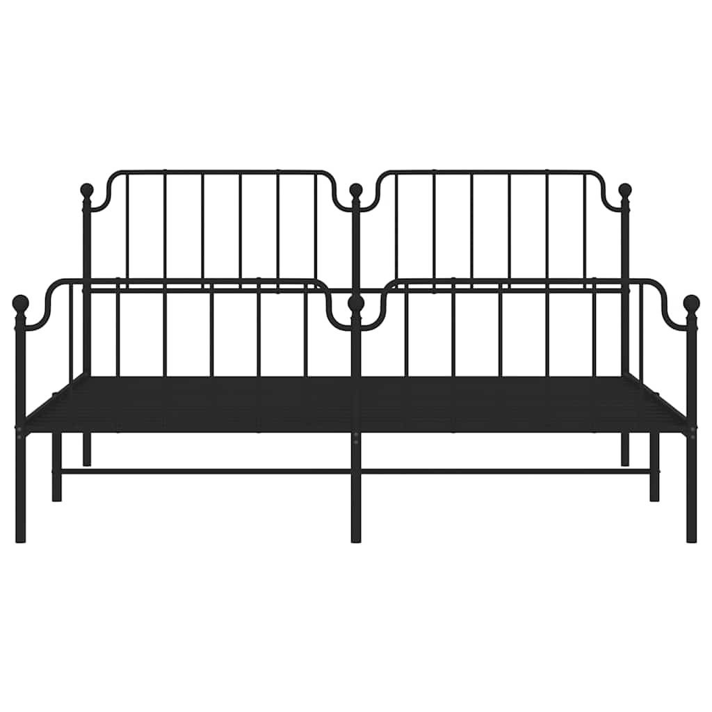 vidaXL Metalowa rama łóżka z wezgłowiem i zanóżkiem, czarna, 183x213cm