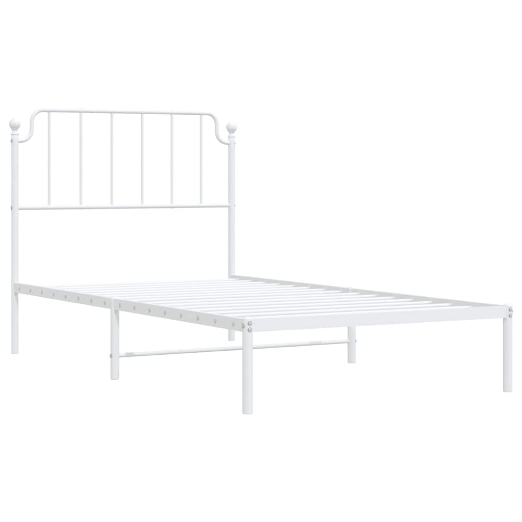 vidaXL Metalowa rama łóżka z wezgłowiem, biała, 100x190 cm