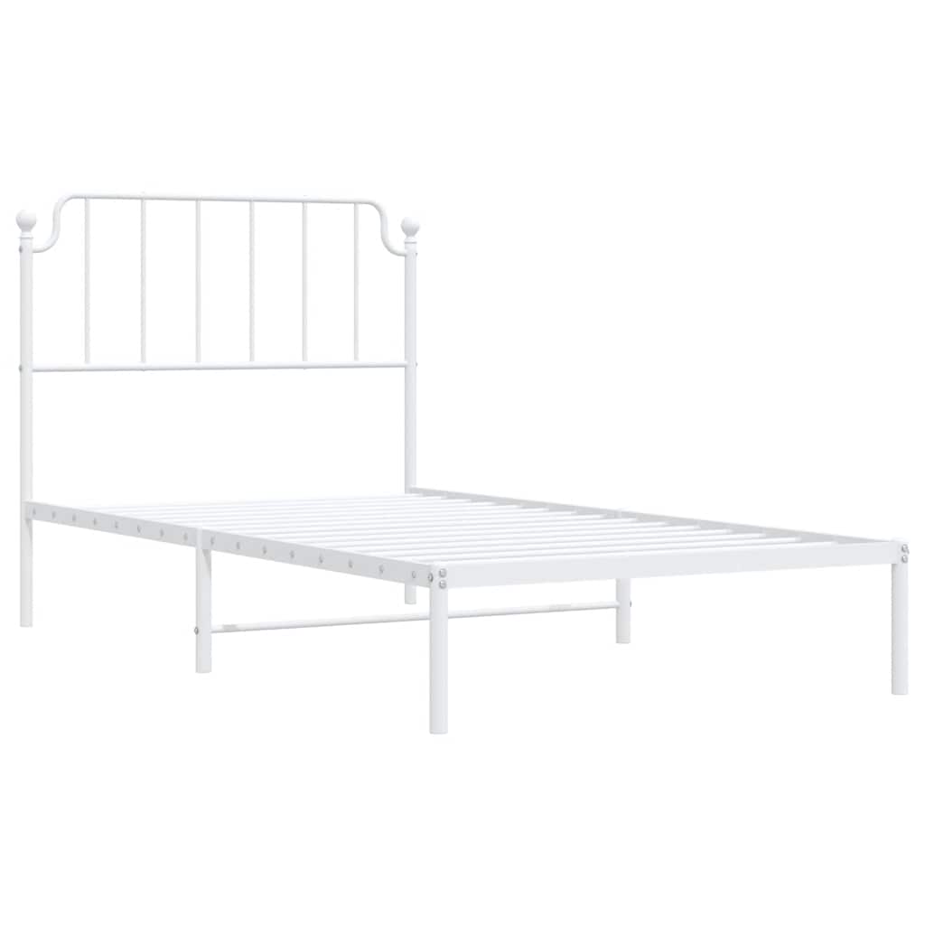 vidaXL Metalowa rama łóżka z wezgłowiem, biała, 100x200 cm